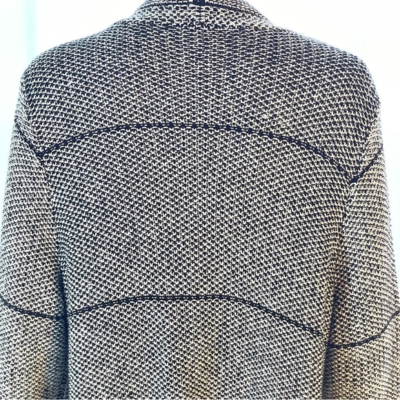 Chicos Black White Tweed Cotton Blend Open Front Tunic Cardigan Sweater Sz L/XL - Picture 5 of 11